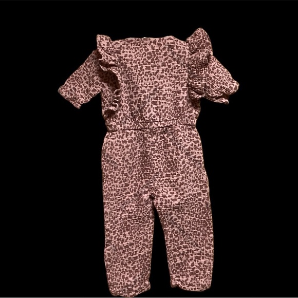 JESSICA SIMPSON GIRLS JUMPSUIT SIZE 3T.  PINK ANIMAL PRINT, GENTLY WORN - Picture 2 of 2